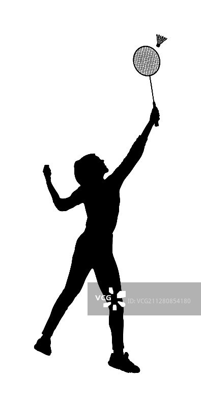 打羽毛球的女孩剪影图片素材