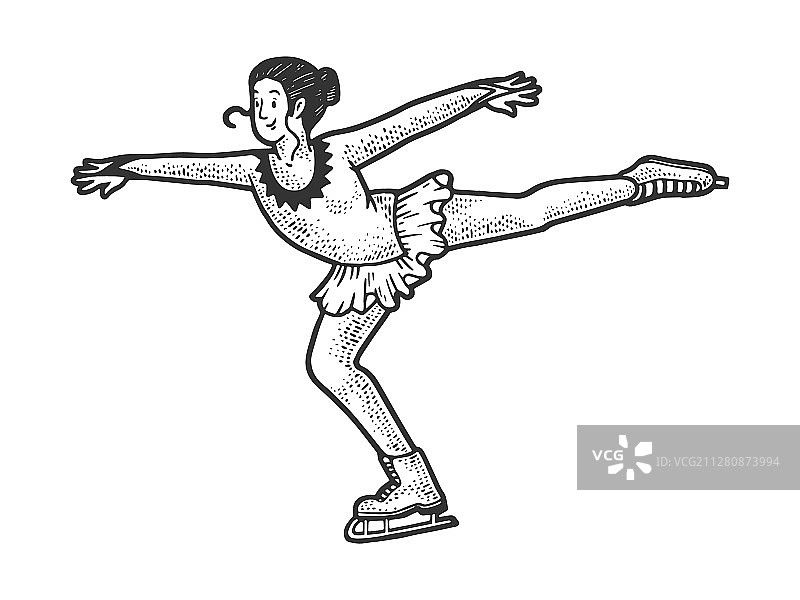 滑冰运动员女孩速写图片素材