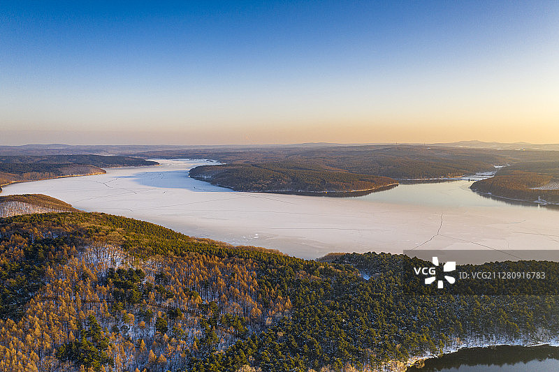 航拍长春净月潭冬景图片素材
