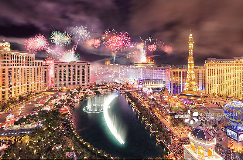 拉斯维加斯新年烟花庆祝活动图片素材