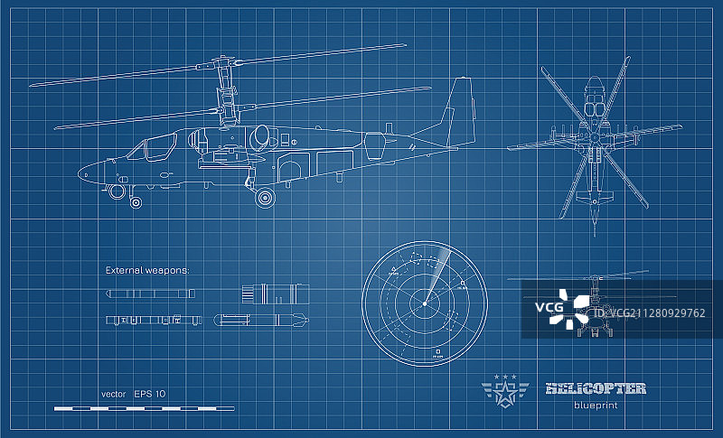 军用直升机蓝图图片素材