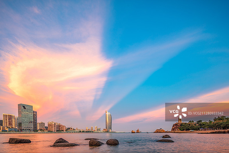 厦门城市晚霞风光图片素材