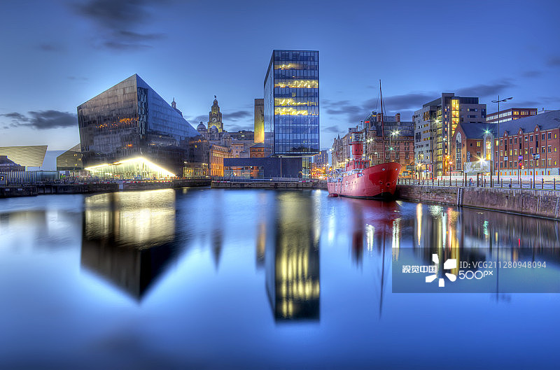 夜晚的坎宁码头HDR图片素材