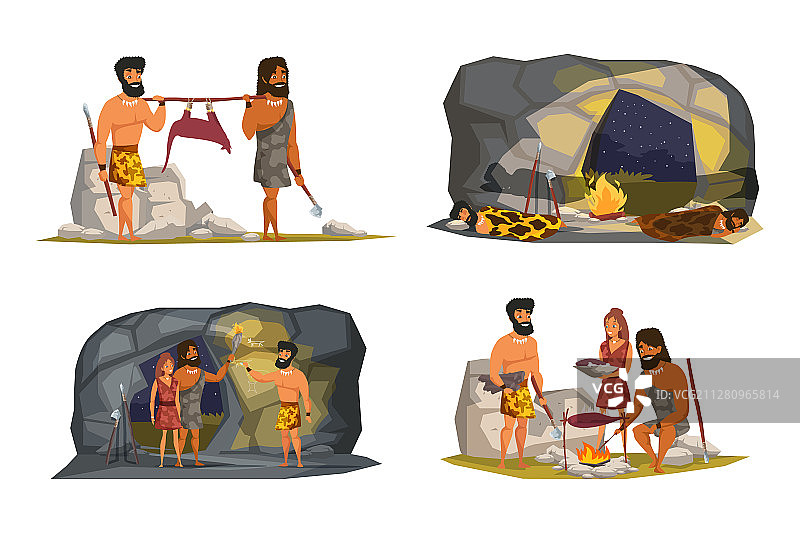 石器时代生活场景合集图片素材