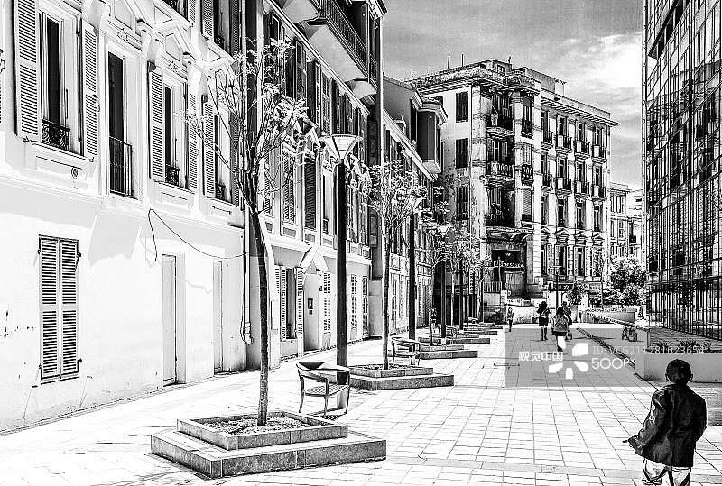 摩纳哥黑白风光图片素材