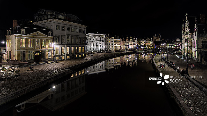 根特夜景图片素材