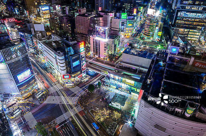 夜晚的涩谷图片素材