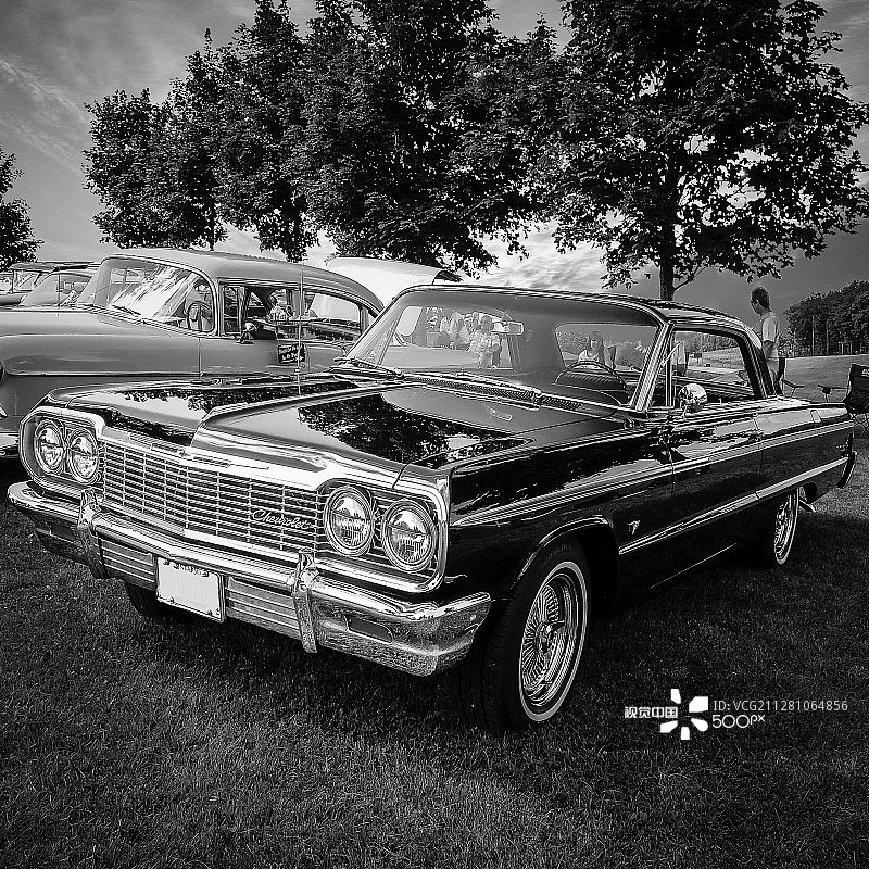 1964年雪佛兰Impala硬顶汽车/黑白图片素材