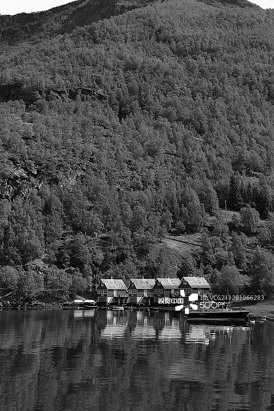 奥兰峡湾弗洛姆镇的排屋图片素材