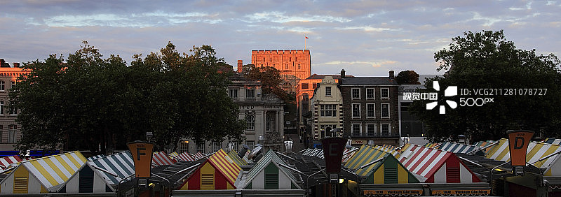 诺维奇城堡日落景色图片素材
