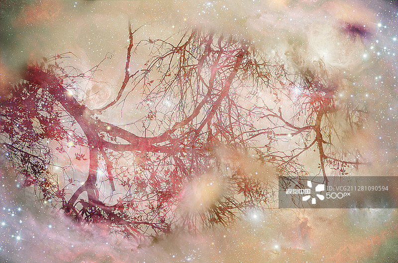 水面倒影星云图片素材