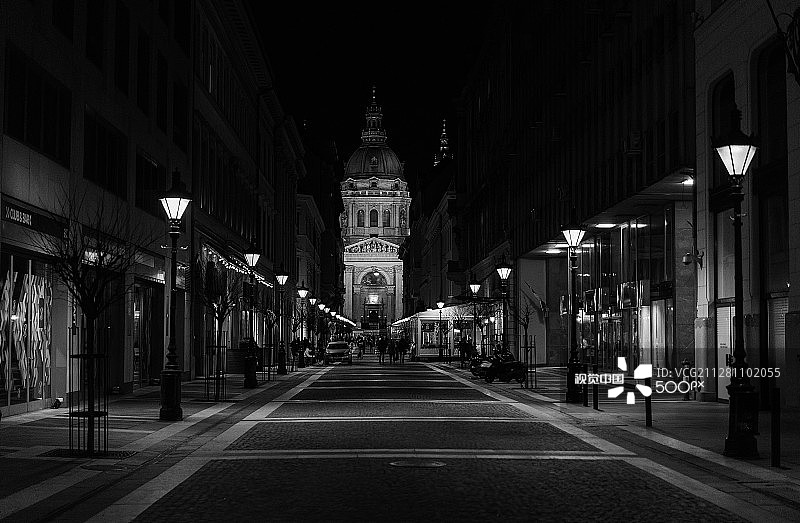 布达佩斯夜间大教堂图片素材