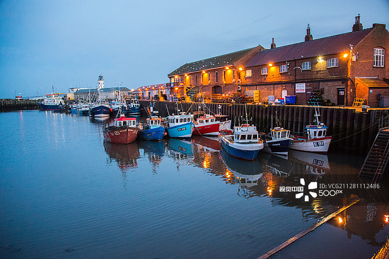 斯卡伯勒的海港灯光图片素材