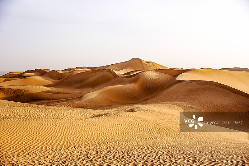 沙漠中的金色沙丘特写图片素材