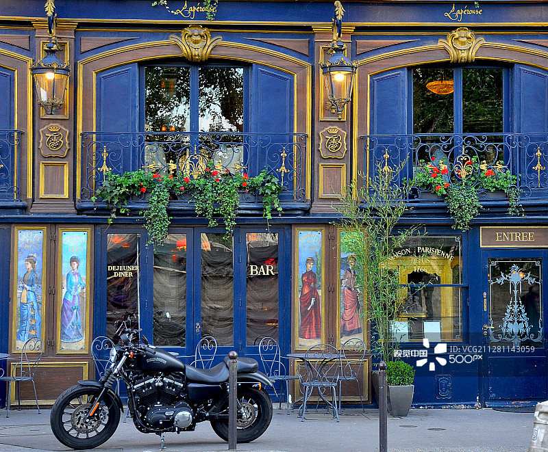 巴黎哈雷摩托车图片素材