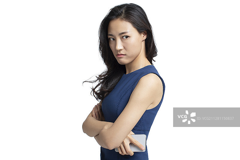 生气的年轻商务女士图片素材