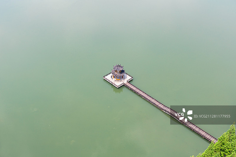湖北省天门西湖湖心亭图片素材