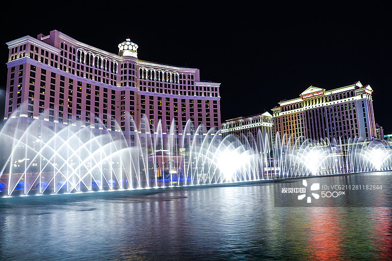 拉斯维加斯贝拉吉奥喷泉表演图片素材