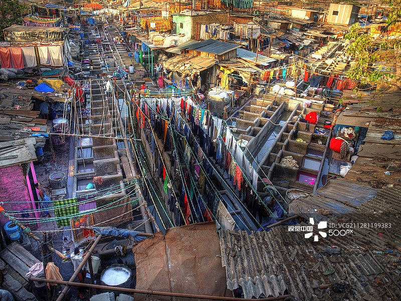 孟买的公共洗衣场Dhobi Ghat图片素材