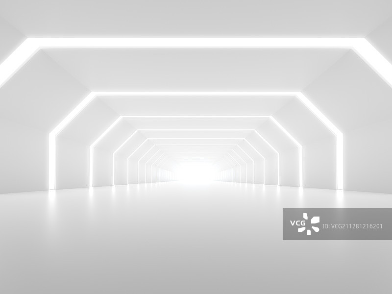 有光带纵深的三维虚拟室内空间图片素材