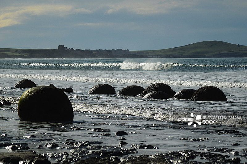 摩拉基圆石，新西兰图片素材