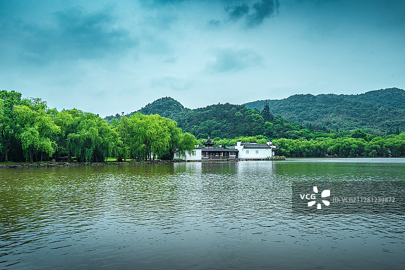水榭山色+浙江省宁波市余姚市大隐镇天下玉苑景区图片素材