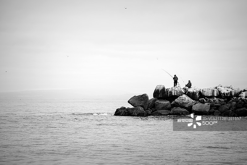 加利福尼亚 Moss Landing 的渔民图片素材