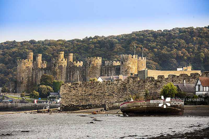 康威城堡，北威尔士图片素材