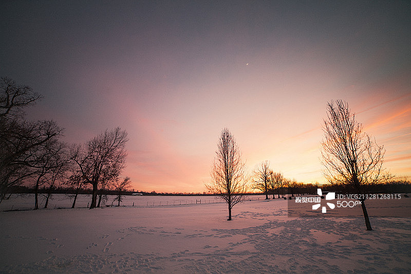 肯塔基州的冬季日落图片素材