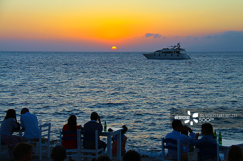 米科诺斯日落图片素材