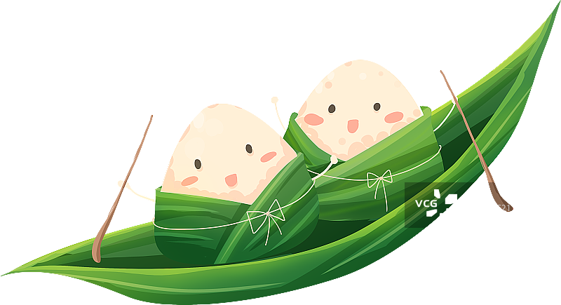 端午节划船的两只粽子图片素材