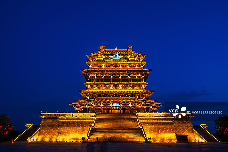 夜色鹳雀楼图片素材