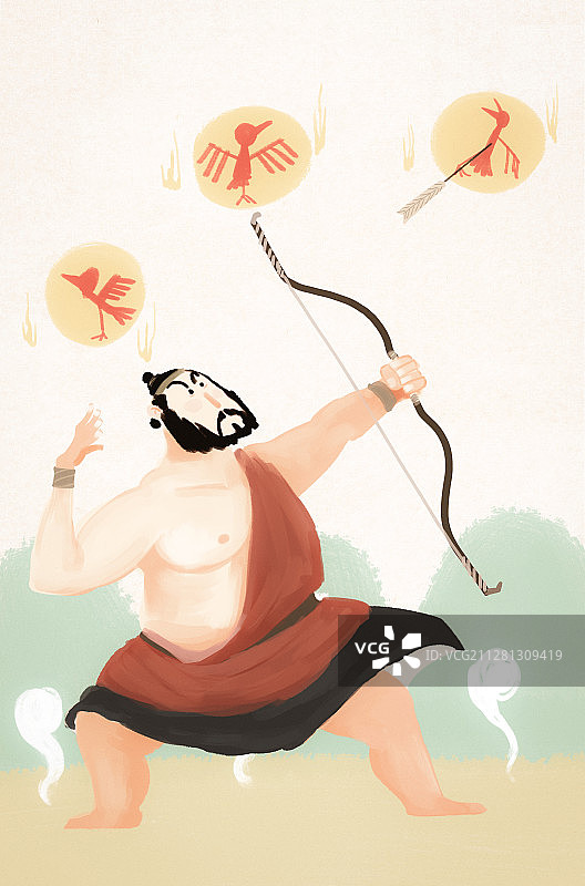 后羿射日成语插画图片素材