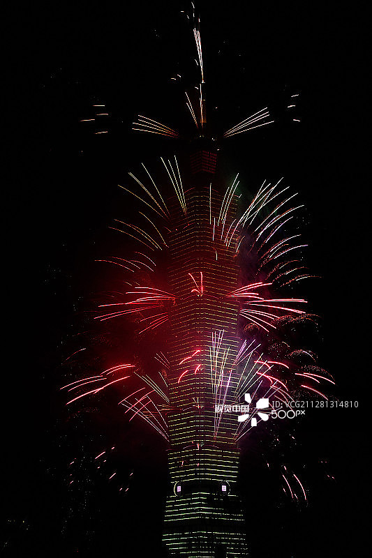 台北101大厦的烟花（2）-中国台湾-图片素材
