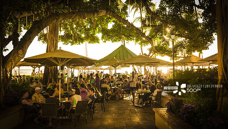 威基基海滩日落图片素材