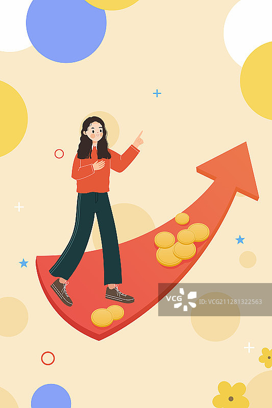 经济向好收益大涨卡通插画图片素材