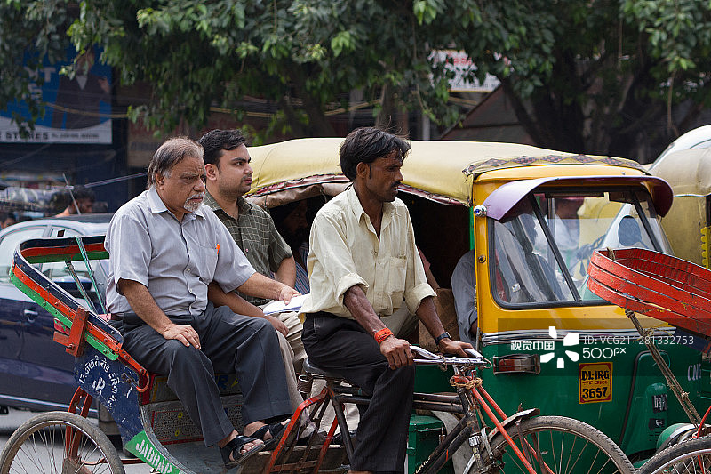 印度德里人力三轮车图片素材