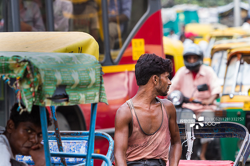 印度德里人力三轮车图片素材