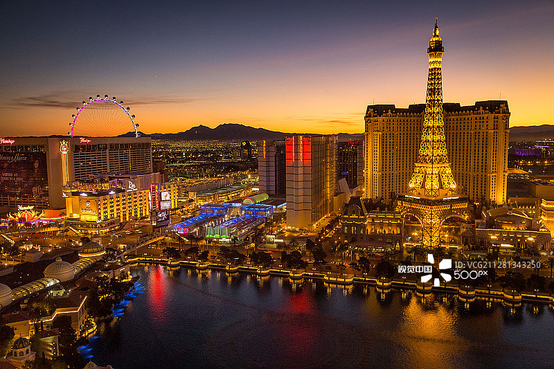 贝拉吉奥酒店的日出图片素材