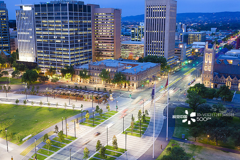 阿德莱德市中心黄昏景色图片素材