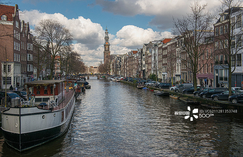 带有西教堂的老阿姆斯特丹图片素材