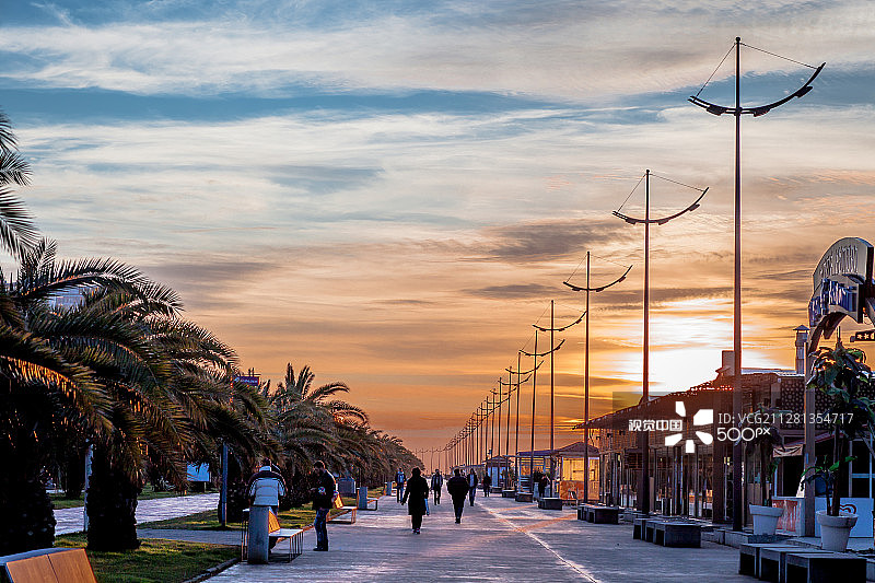 格鲁吉亚巴统日落图片素材