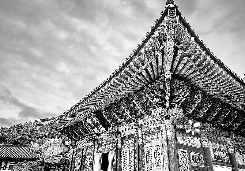 黑白海东龙宫寺图片素材