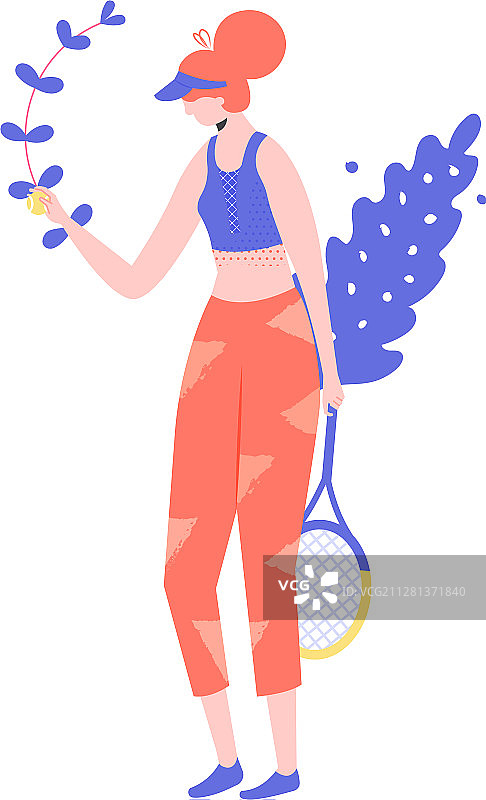 手持球拍的女子网球运动员图片素材
