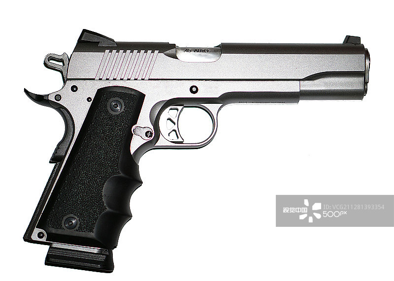 不锈钢1911手枪图片素材