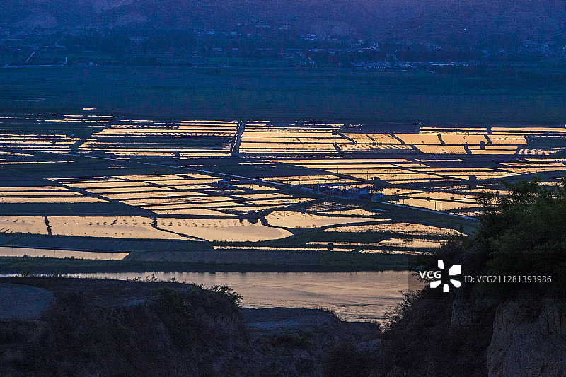 落日余晖 陕西省渭南市合阳洽川黄河湿地图片素材