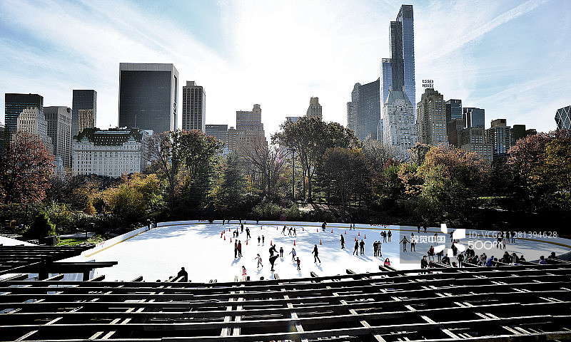 纽约中央公园的沃曼溜冰场图片素材