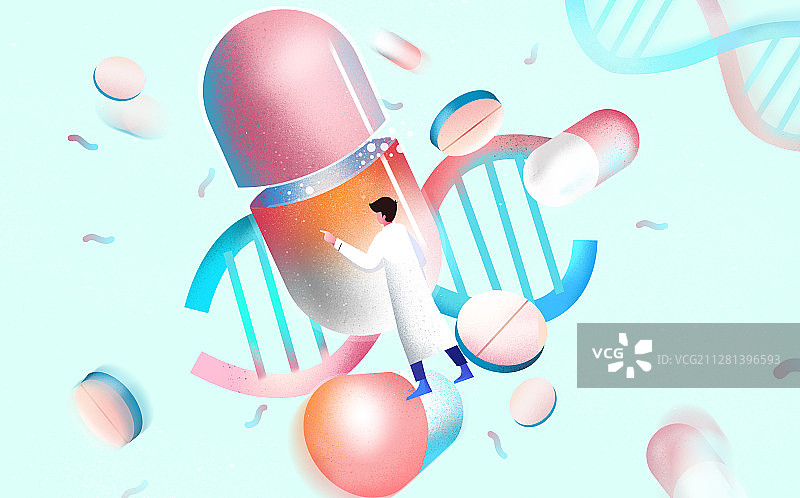 创意医疗药物胶囊插画图片素材