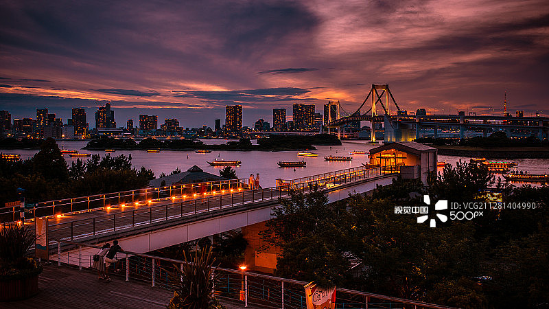 从御台场甲板看东京湾图片素材