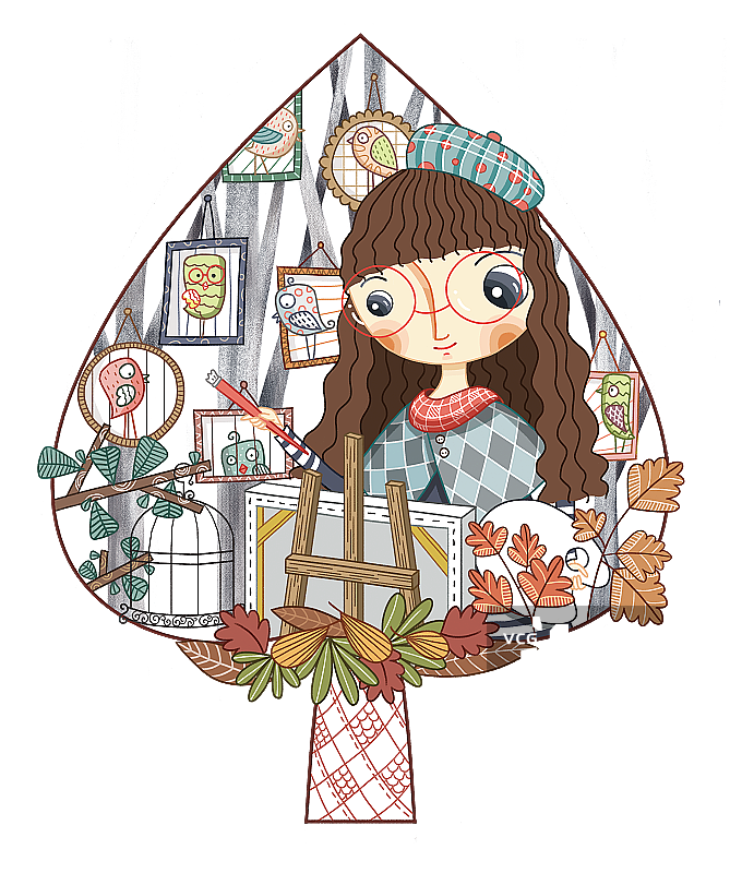 爱画画的少女图片素材